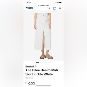 Madewell White Denim Maxi Skirt NWOT